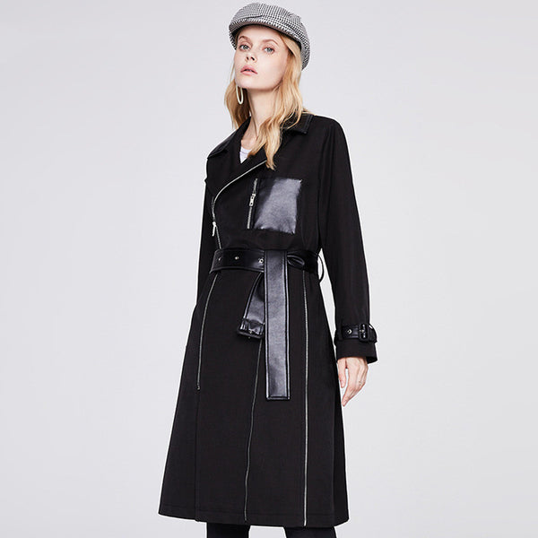 Abrigo Tipo Trinchera de Diseño Premium con Detalles Contrastantes para Mujer