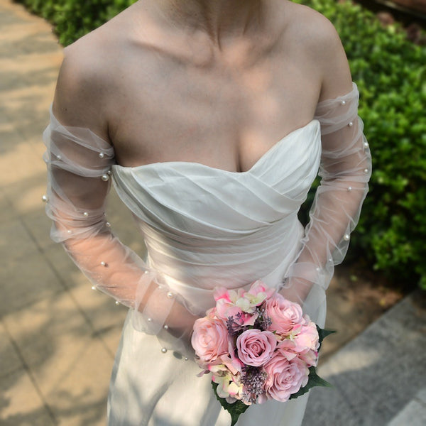 Guantes de Perla para Novia Inspiración Japonesa y Coreana