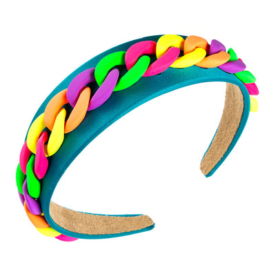 Diadema Ancha con Cadena de Colores Macaron para Mujer - Image 21