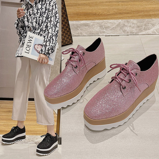 Zapatos Casuales Estilo Universitario con Plataforma Gruesa