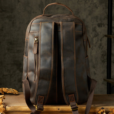 Mochila de Cuero Genuino para Hombre Estilo Retro Artesanal - Image 3