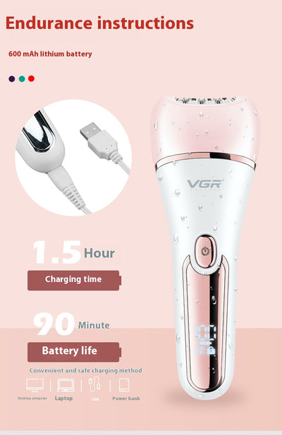 Six-in-one women's electric hair removal device suit in white and rose gold with multiple interchangeable heads. - Image 9
