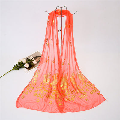 Pañuelo Ligero Mujer Efecto Bronce Pavo Real - Ideal para Verano - Image 14