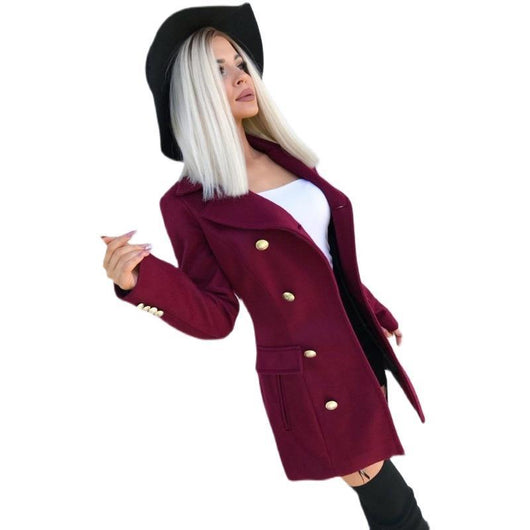Abrigo de Lana Doble Botonadura Largo Elegante para Mujer - Image 10