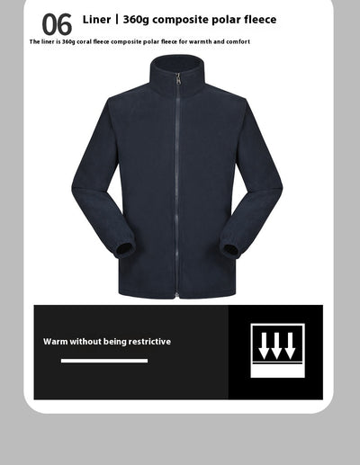 Chaqueta Impermeable Reversible de Dos Piezas con Forro de Terciopelo Coral - Image 15