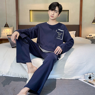 Pijama Largo de Algodón para Hombre Talla Grande Cómodo y Relajado - Image 19