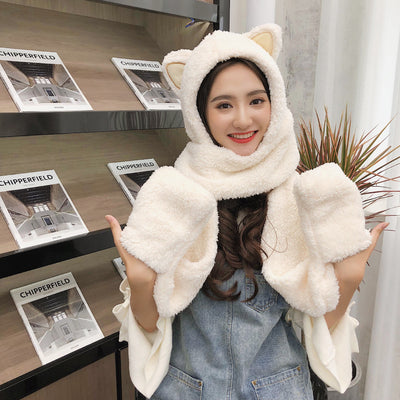 Gorro y Bufanda Cálidos con Orejas de Gato - Conjunto Coreano para Invierno - Image 6