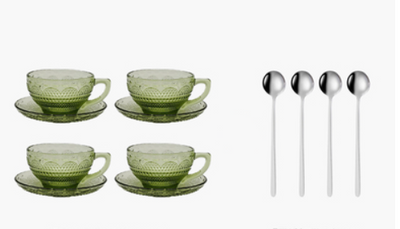 Taza de Café de Vidrio Grueso con Plato - Diseño Floral Retro Resistente al Calor - Image 20