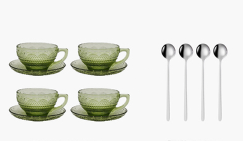 Taza de Café de Vidrio Grueso con Plato - Diseño Floral Retro Resistente al Calor - Image 20