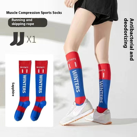 Medias de Compresión Deportiva Infantil con Diseño Patchwork de Contraste - Image 5