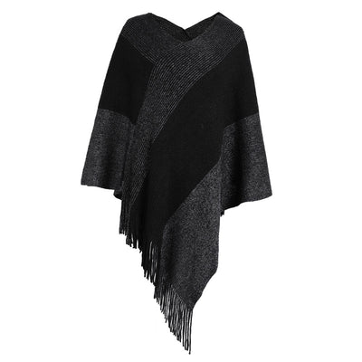 Poncho Suéter Abrigo con Contraste de Colores - Image 15