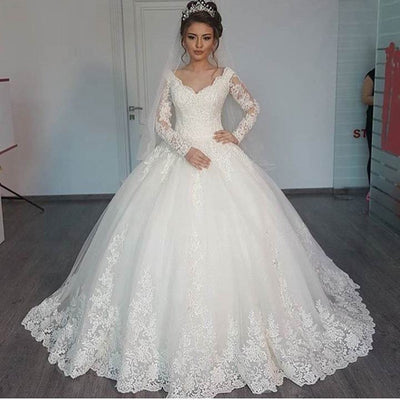 Vestido de Novia Elegante Manga Larga con Encaje - Image 5