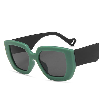 Gafas de Sol Retro Polígono con Contraste de Personalidad - Image 4