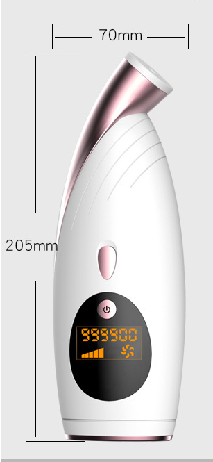 Dark blue and gold IPL hair removal instrument with a digital display showing 999,900 flashes and a cooling function. - Image 7