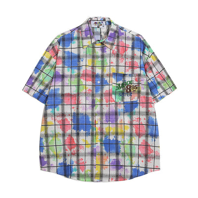 Camisa Manga Corta Tie Dye Cuadros para Hombre - Image 2