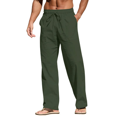 Pantalones de Playa para Hombre en Algodón y Lino con Cintura Elástica - Image 9