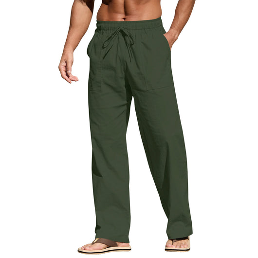 Pantalones de Playa para Hombre en Algodón y Lino con Cintura Elástica - Image 9