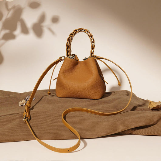 Bolso Bandolera de Cuero Vegetal - Estilo Bucket Vintage - Image 29