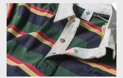 Polo Retro de Manga Larga con Rayas - Camiseta Clásica para Hombre - Image 27