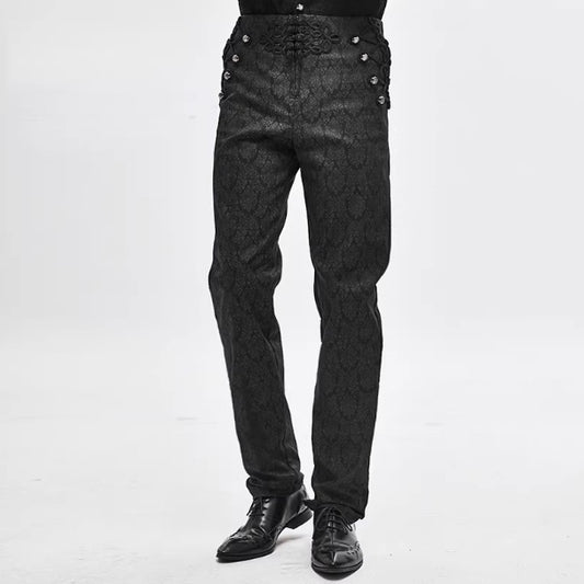 Pantalones Góticos Étnicos con Bordado de Nudo Chino para Hombre