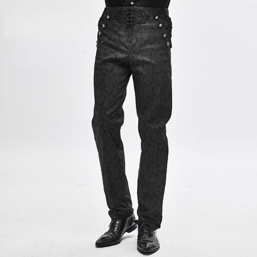 Pantalones Góticos Étnicos con Bordado de Nudo Chino para Hombre