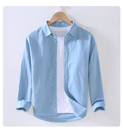 Camisa Manga Larga Hombre Algodón y Lino - Primavera y Verano - Image 24