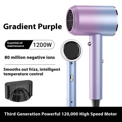 Green electric hair dryer with gold accents, 1200W, negative ion technology, and intelligent temperature control. - Image 5