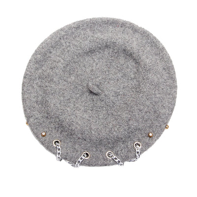 Boina Retro Británica de Lana con Cadena Cruzada para Mujer - Otoño e Invierno - Image 13
