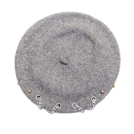 Boina Retro Británica de Lana con Cadena Cruzada para Mujer - Otoño e Invierno - Image 13