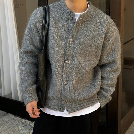 Cardigan Hombre Cuello Redondo Holgado Tejido Cálido