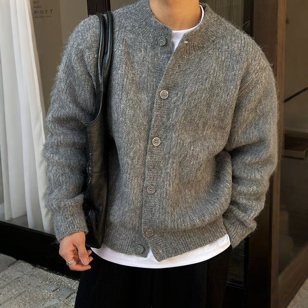 Cardigan Hombre Cuello Redondo Holgado Tejido Cálido