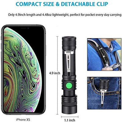 Linterna LED T6 Telescópica Recargable USB - Iluminación Potente para Exteriores - Image 11