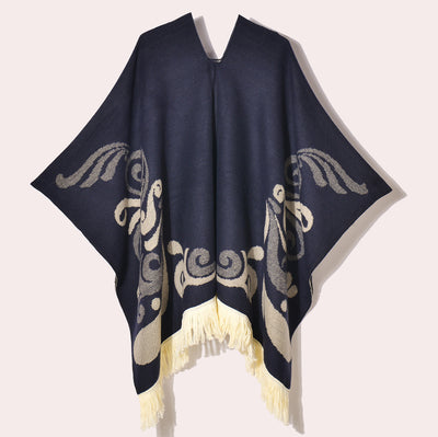 Poncho Denim Estilo Western con Flecos - Abrigo Cálido Unisex para Exteriores - Image 22