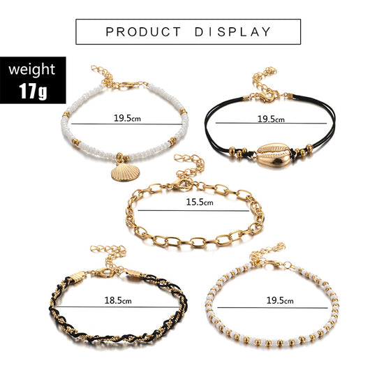 Juego de 5 Pulseras Tobilleras Trenzadas Multicapa - Image 13