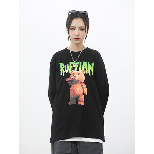 Playera Manga Larga Estampado Oso Japonés para Hombre - Image 7