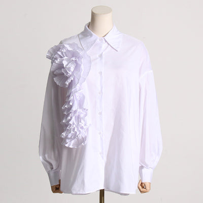 Blusa Casual con Flores Tridimensionales y Detalles de Volantes - Image 31