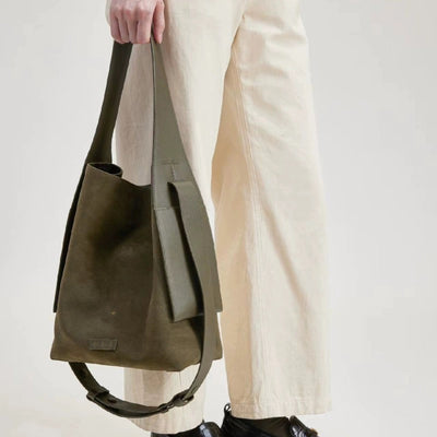Bolso Tote de Gamuza con Correa Cruzada y Asas para Hombro - Image 10