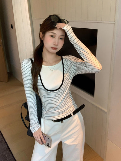 Blusa Coreana Ajustada para Transición de Otoño - Image 12