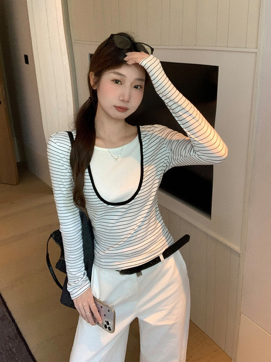 Blusa Coreana Ajustada para Transición de Otoño - Image 12