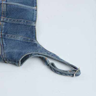 Musculosa Denim con Paneles de Malla para Mujer - Image 5