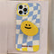 Funda Celular Ajedrez Azul Estilo Coreano con Soporte Integrado