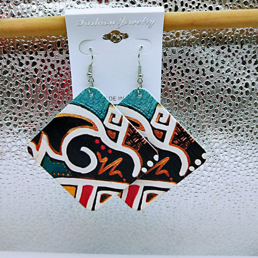 Aretes Cuadrados de Madera Vintage - Image 7
