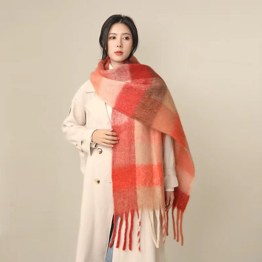 Bufanda Mohair Cálida de Cuadros Versátil - Estilo Europeo - Image 17