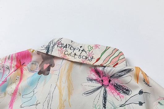 Camisa Suelta Estampado Graffiti Manga Corta para Hombre - Image 9