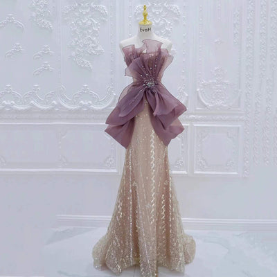 Vestido de Noche Champagne Lujo con Pedrería - Image 5