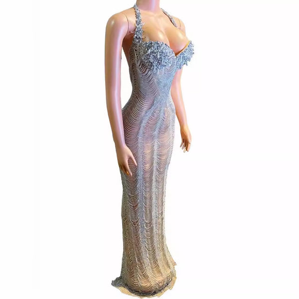 Vestido Ajustado sin Mangas con Tirantes Finos y Cadena Decorativa