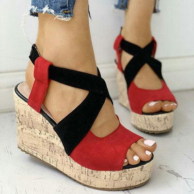 Sandalias Cuña Tacón Alto Estilo Europeo Boca de Pez - Image 8