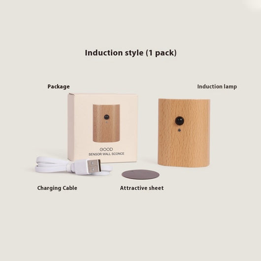 Lámpara LED con Sensor de Movimiento y Diseño de Madera Maciza - Image 7
