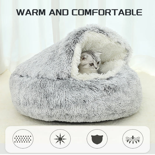 Cama Cueva Acogedora para Gatos y Perros - Diseño Tipo Donut Térmico - Image 4