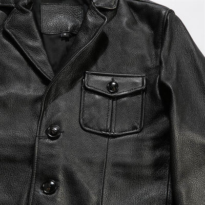 Blazer de Cuero Casual Abotonado Simple - Image 15